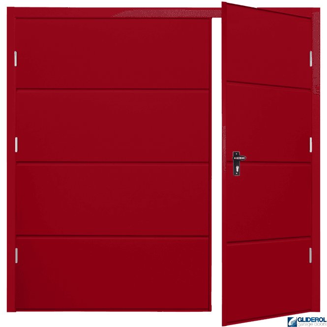 Gliderol RUBY RED (RAL3003) Budget Horizontal Wide Rib Side Hinged Garage Door