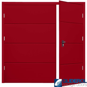 RUBY RED (RAL3003) Budget Horizontal Wide Rib Side Hinged Garage Door