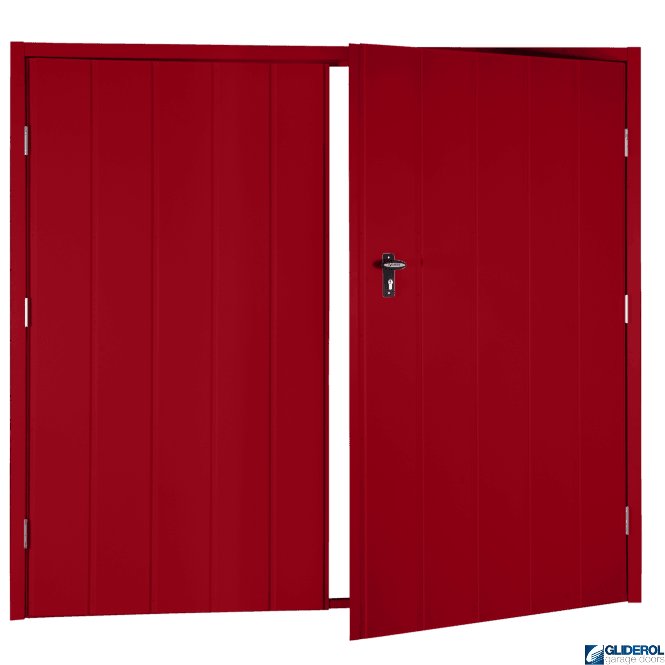 Gliderol RUBY RED (RAL3003) Budget Vertical Medium Rib Side Hinged Garage Door