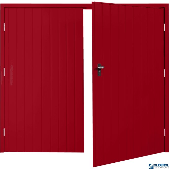 Gliderol RUBY RED (RAL3003) Budget Vertical Standard Rib Side Hinged Garage Door