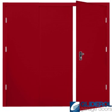 RUBY RED (RAL3003) Budget Vertical Wide Rib Side Hinged Garage Door