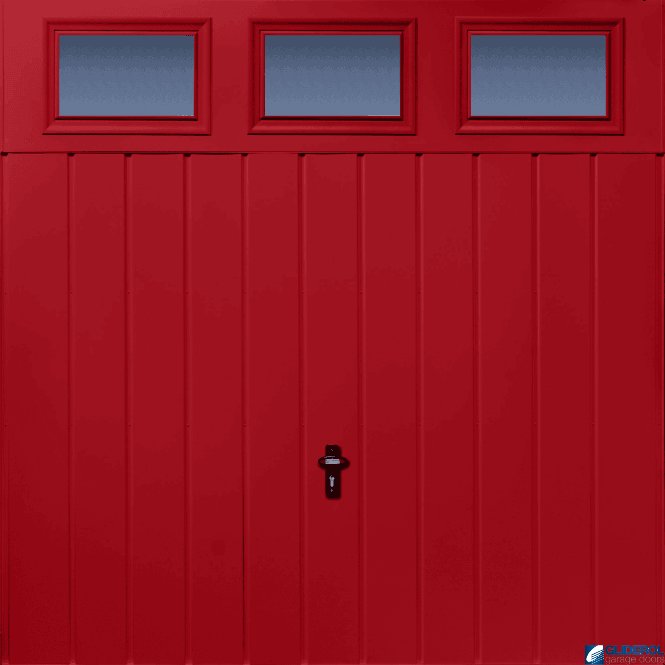 Gliderol RUBY-RED (RAL3003) Chester Vertical Medium Rib with Windows