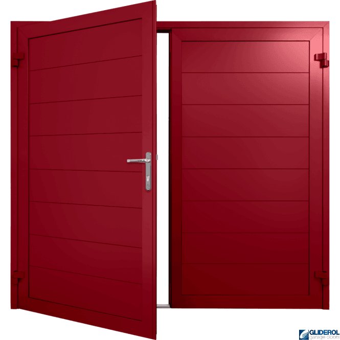 Gliderol RUBY-RED (RAL3003) Insulated Horizontal Medium Rib Side Hinged Garage Door