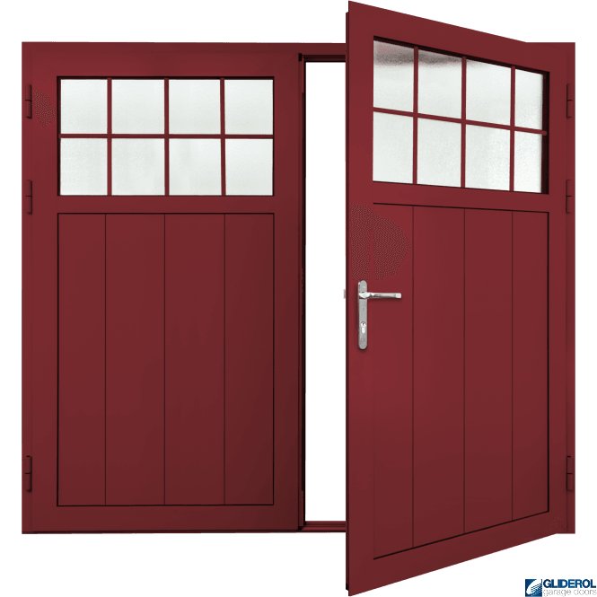 Gliderol RUBY-RED (RAL3003) Insulated Traditional Vertical Medium Rib Side Hinged Garage Door