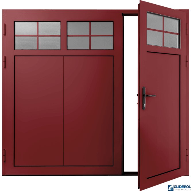 Gliderol RUBY-RED (RAL3003) Insulated Traditional Vertical Wide Rib Side Hinged Garage Door (1/3)