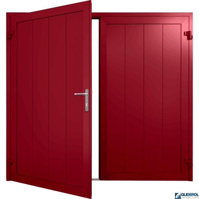 Gliderol RUBY-RED (RAL3003) Insulated Vertical Medium Rib Side Hinged Garage Door