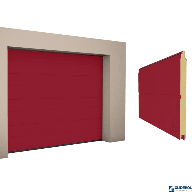 Gliderol RUBY RED (RAL3003) M-Rib woodgrain Sectional Garage Door