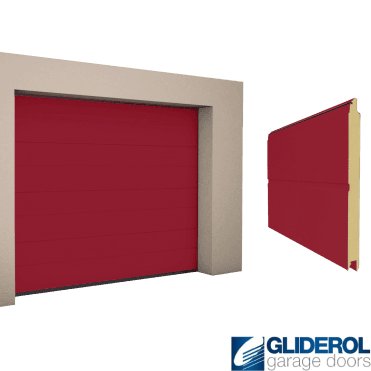 RUBY RED (RAL3003) M-Rib woodgrain Sectional Garage Door