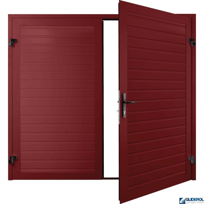 Gliderol RUBY RED (RAL3003) Premium Horizontal Standard Rib (non-insulated) Side Hinged Garage Door