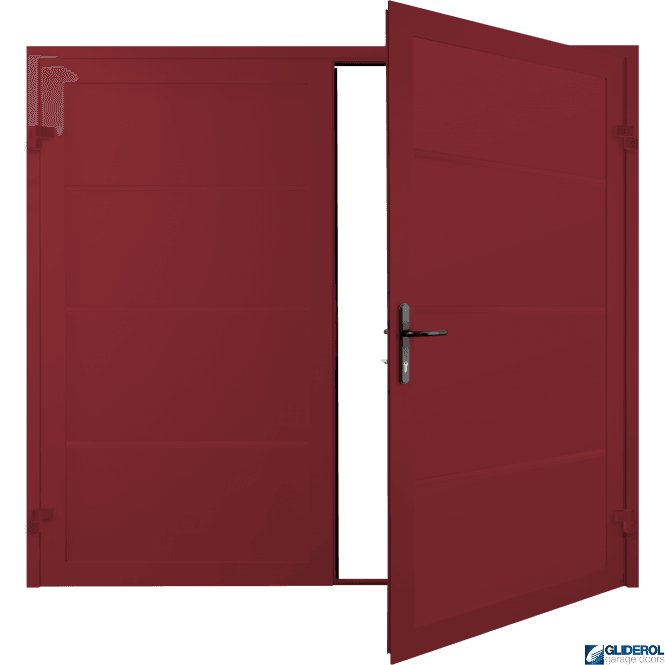 Gliderol RUBY RED (RAL3003) Premium Horizontal Wide Rib (non-insulated) Side Hinged Garage Door