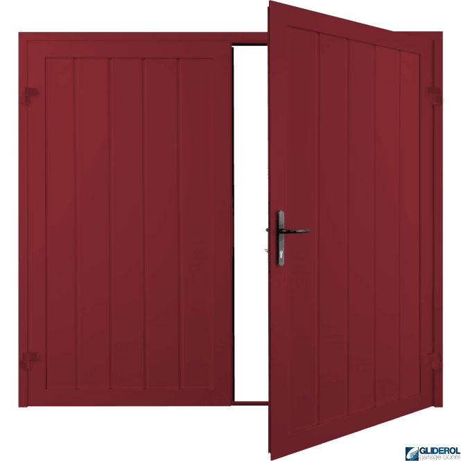 Gliderol RUBY RED (RAL3003) Premium Vertical Medium Rib (non-insulated) Side Hinged Garage Door