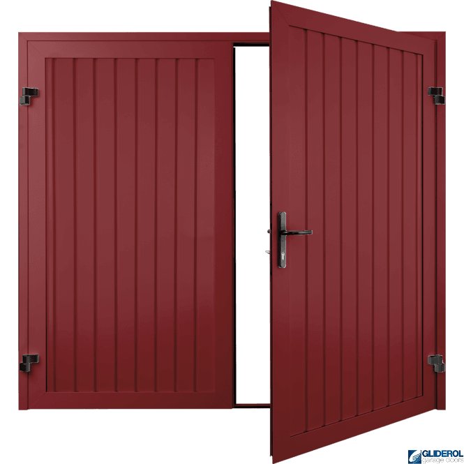 Gliderol RUBY RED (RAL3003) Premium Vertical Standard Rib (non-insulated) Side Hinged Garage Door