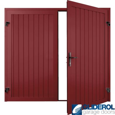 RUBY RED (RAL3003) Premium Vertical Standard Rib (non-insulated) Side Hinged Garage Door