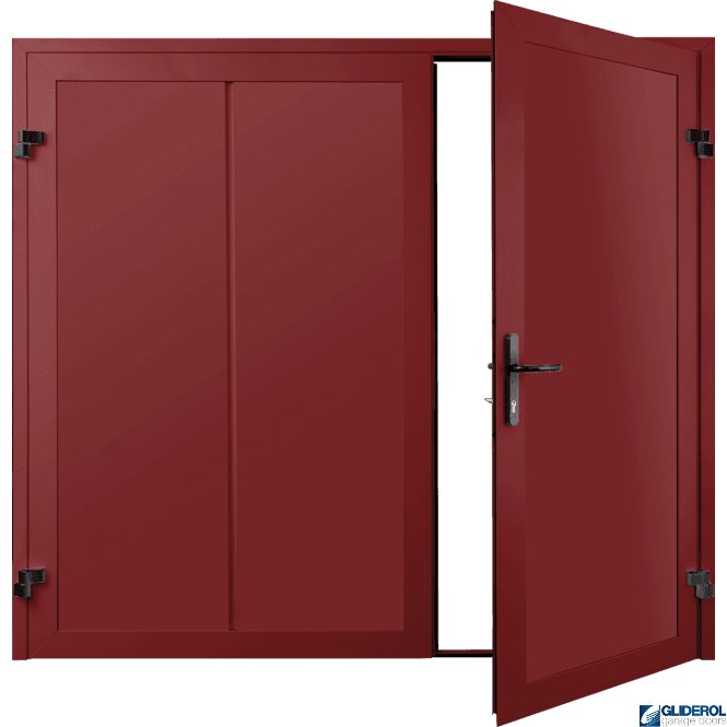 Gliderol RUBY RED (RAL3003) Premium Vertical Wide Rib (non-insulated) Side Hinged Garage Door