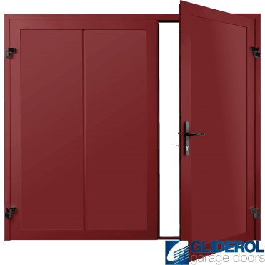 RUBY RED (RAL3003) Premium Vertical Wide Rib (non-insulated) Side Hinged Garage Door
