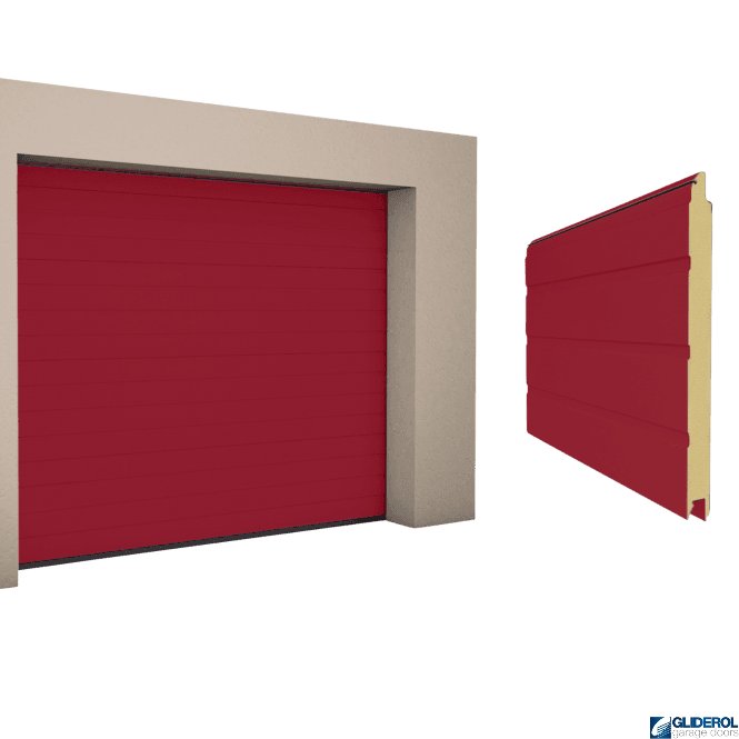 Gliderol RUBY RED (RAL3003) S-Rib woodgrain Sectional Garage Door