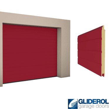 RUBY RED (RAL3003) S-Rib woodgrain Sectional Garage Door
