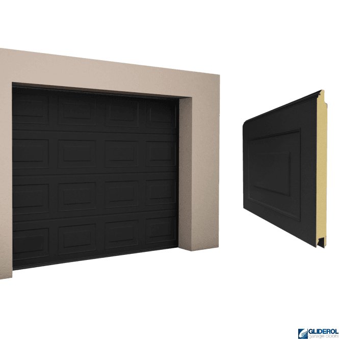 Gliderol SIGNAL BLACK (RAL9004) Georgian woodgrain Sectional Garage Door