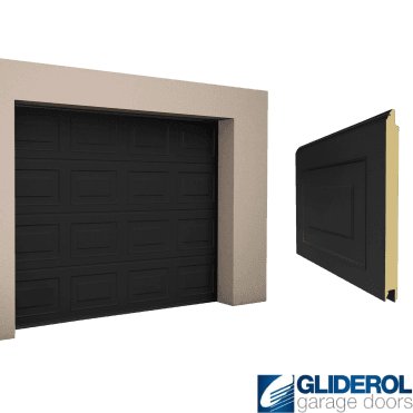 SIGNAL BLACK (RAL9004) Georgian woodgrain Sectional Garage Door