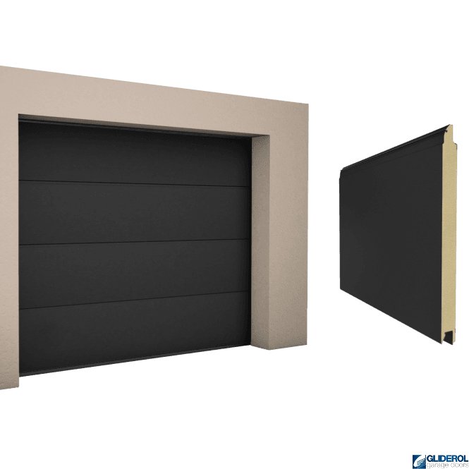 Gliderol SIGNAL BLACK (RAL9004) L-Rib smooth Sectional Garage Door