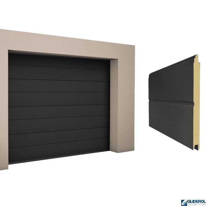 Gliderol SIGNAL BLACK (RAL9004) M-Rib woodgrain Sectional Garage Door
