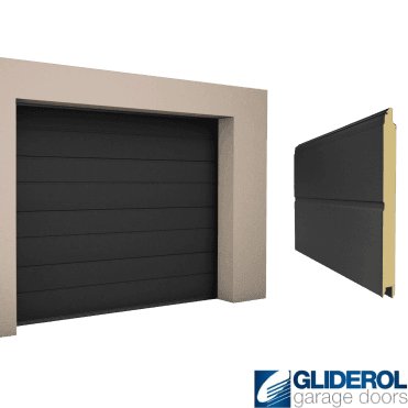 SIGNAL BLACK (RAL9004) M-Rib woodgrain Sectional Garage Door