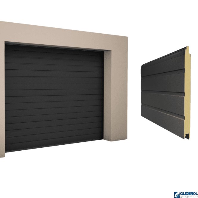 Gliderol SIGNAL BLACK (RAL9004) S-Rib woodgrain Sectional Garage Door