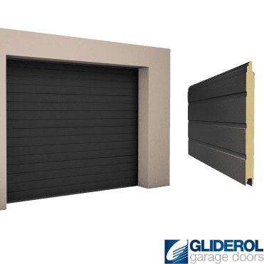 SIGNAL BLACK (RAL9004) S-Rib woodgrain Sectional Garage Door