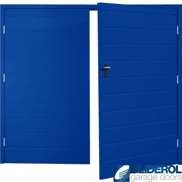 SIGNAL BLUE (RAL5005) Budget Horizontal Medium Rib Side Hinged Garage Door