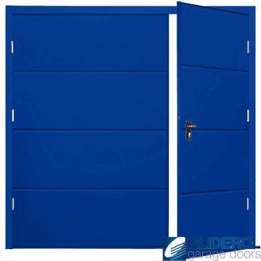 SIGNAL BLUE (RAL5005) Budget Horizontal Wide Rib Side Hinged Garage Door