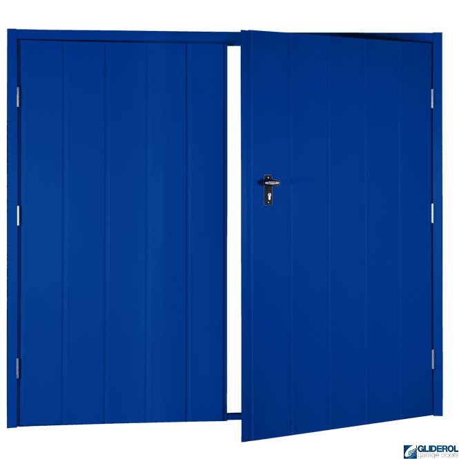 Gliderol SIGNAL BLUE (RAL5005) Budget Vertical Medium Rib Side Hinged Garage Door
