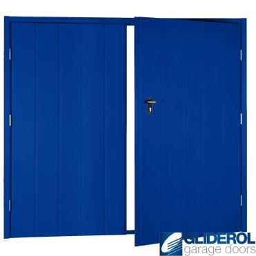 SIGNAL BLUE (RAL5005) Budget Vertical Medium Rib Side Hinged Garage Door