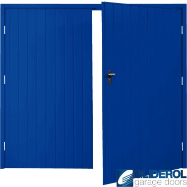 SIGNAL BLUE (RAL5005) Budget Vertical Standard Rib Side Hinged Garage Door
