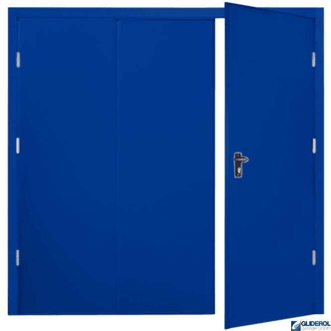 Gliderol SIGNAL BLUE (RAL5005) Budget Vertical Wide Rib Side Hinged Garage Door