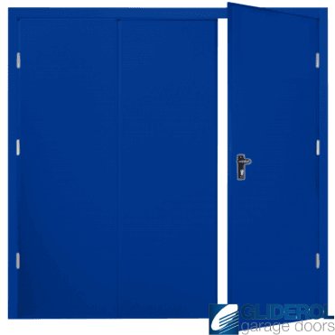 SIGNAL BLUE (RAL5005) Budget Vertical Wide Rib Side Hinged Garage Door
