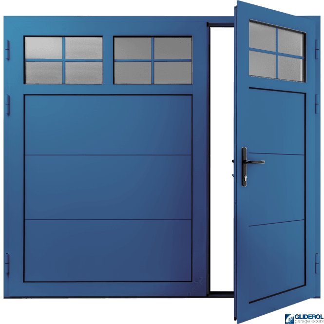 Gliderol SIGNAL-BLUE (RAL5005) Insulated Traditional Horizontal Wide Rib Side Hinged Garage Door (1/3)