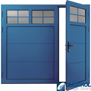 SIGNAL-BLUE (RAL5005) Insulated Traditional Horizontal Wide Rib Side Hinged Garage Door (1/3)