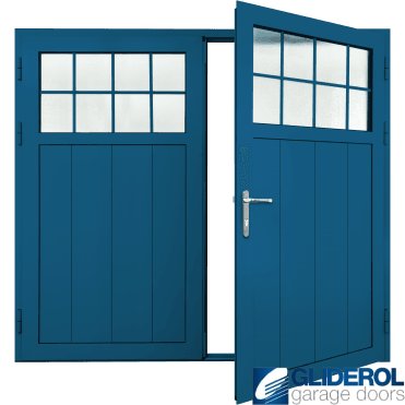 SIGNAL-BLUE (RAL5005) Insulated Traditional Vertical Medium Rib Side Hinged Garage Door