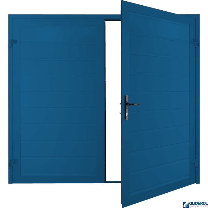 Gliderol SIGNAL BLUE (RAL5005) Premium Horizontal Medium Rib (non-insulated) Side Hinged Garage Door
