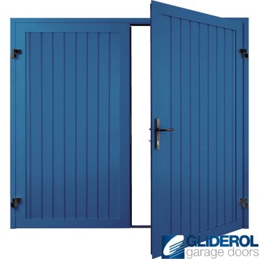 SIGNAL BLUE (RAL5005) Premium Vertical Standard Rib (non-insulated) Side Hinged Garage Door