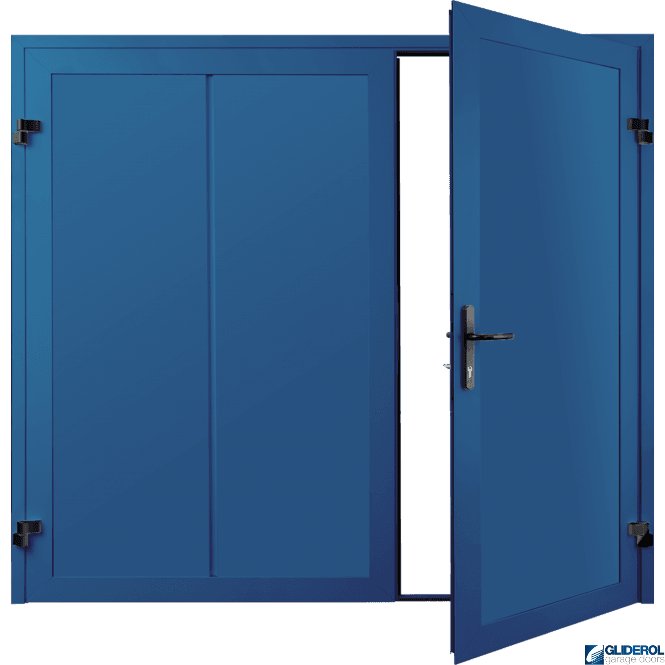 Gliderol SIGNAL BLUE (RAL5005) Premium Vertical Wide Rib (non-insulated) Side Hinged Garage Door