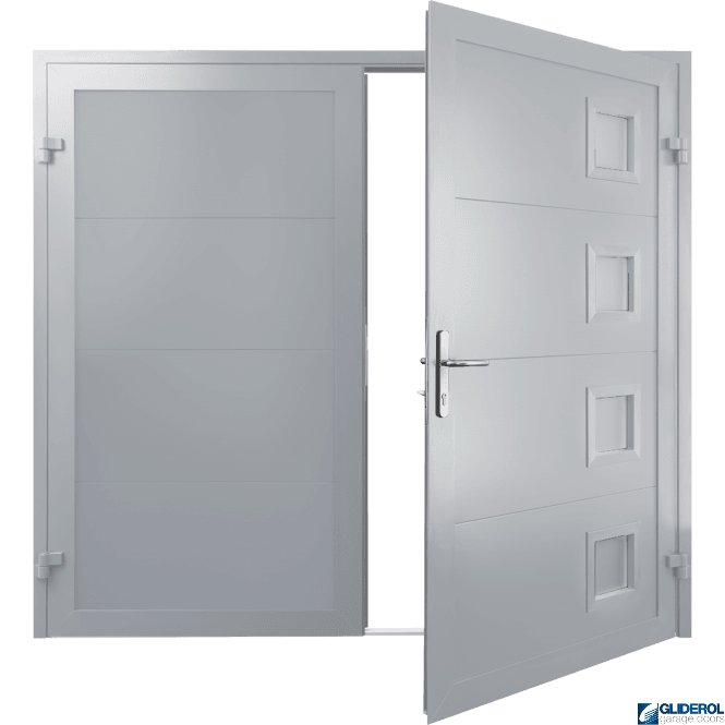 Gliderol SIGNAL-GREY (RAL7004) Insulated Porthole Side Hinged Garage Door