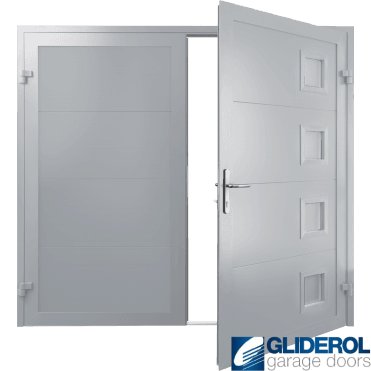 SIGNAL-GREY (RAL7004) Insulated Porthole Side Hinged Garage Door