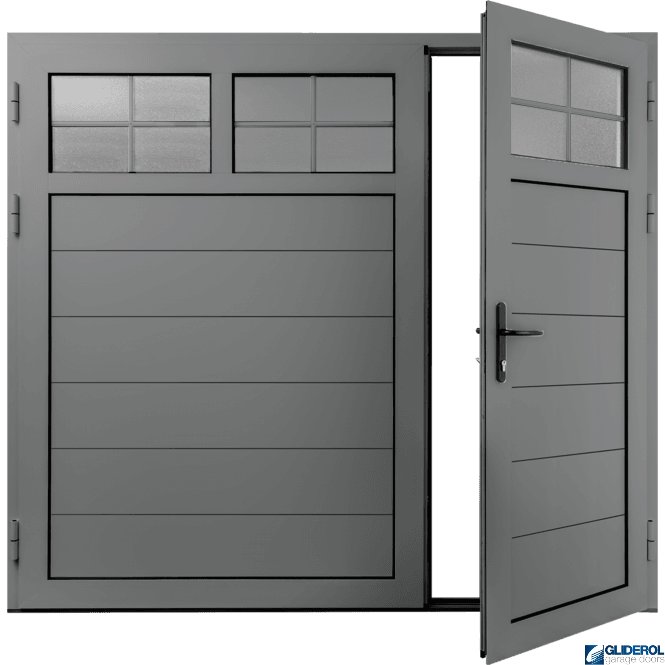 Gliderol SIGNAL-GREY (RAL7004) Insulated Traditional Horizontal Medium Rib Side Hinged Garage Door (1/3)