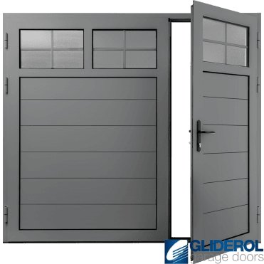 SIGNAL-GREY (RAL7004) Insulated Traditional Horizontal Medium Rib Side Hinged Garage Door (1/3)