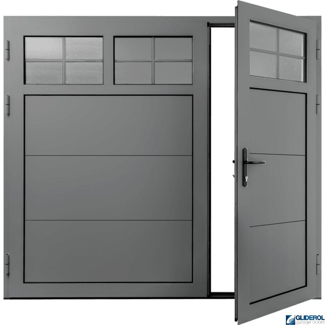 Gliderol SIGNAL-GREY (RAL7004) Insulated Traditional Horizontal Wide Rib Side Hinged Garage Door (1/3)