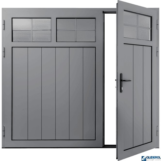 Gliderol SIGNAL-GREY (RAL7004) Insulated Traditional Vertical Medium Rib Side Hinged Garage Door (1/3)