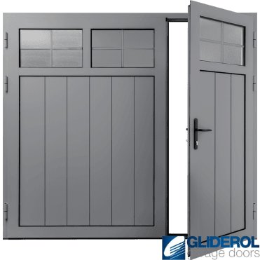 SIGNAL-GREY (RAL7004) Insulated Traditional Vertical Medium Rib Side Hinged Garage Door (1/3)