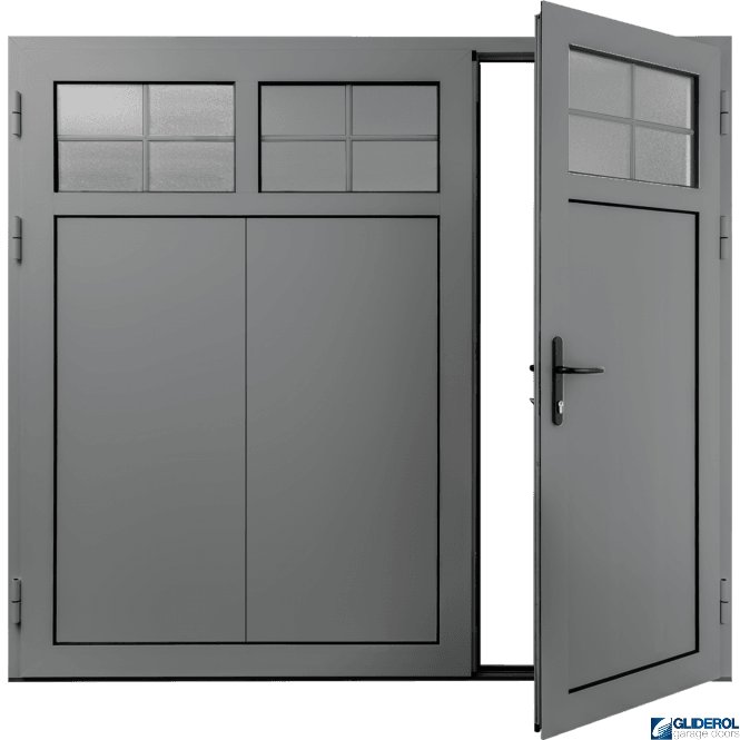 Gliderol SIGNAL-GREY (RAL7004) Insulated Traditional Vertical Wide Rib Side Hinged Garage Door (1/3)