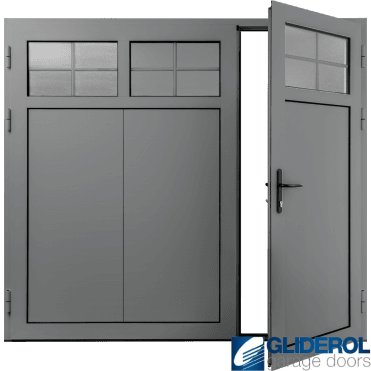 SIGNAL-GREY (RAL7004) Insulated Traditional Vertical Wide Rib Side Hinged Garage Door (1/3)